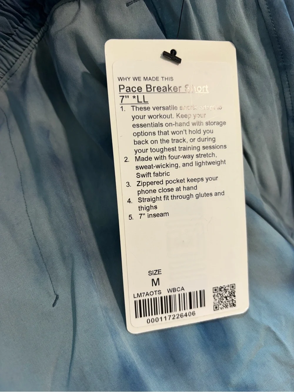NWT Lululemon Pace Breaker 7” Linerless Short in Weaves Dye Blue Cast Astro Blue